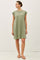 Olive Garment Washed Casual Capped Sleeve Dress