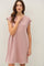 Pink Garment Washed Casual Capped Sleeve Dress