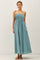 Teal Cotton Pintuck Tie Strap Maxi Dress