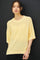 Yellow Oversize Cut Sweater Top With Raw Edge