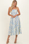 Light Blue Strapless Floral Maxi Dress