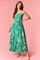 Kelly Green Floral Smocked Midi Dress