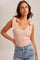Pink Bow Tie Detail Sleeveless V Neck Ribbed Top