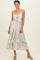 Ivory Floral Tiered Front Tie Midi Dress