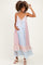 Light Blue Floral Colorblock Tiered Ruffle Maternity Maxi Dress