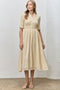 Pale Yellow Smocked Button Down Midi Dress