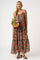 Black Floral Print V-Neck Tiered Maxi Dress