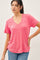 Guava Punch Linen Blend V-Neck Short Sleeve T-Shirt