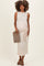 Beige Sleeveless Waist Tie Maternity Midi Dress