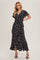 Red Floral Ruffled Hem Wrap Maxi Dress