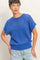 Blue Open-Knit Dolman Sleeve Top