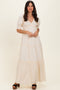 Cream V-Neck Smocked Tiered Maxi Dresses