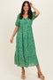 Green Printed Sweetheart Neckline Tiered Dress