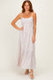 Beige Eyelet Lace Sleeveless Ruffle Hem Maxi Dress