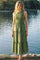 Olive Polka Dot Smocked Tiered Maxi Dress