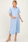 Light Blue Side Slit Button Down Maternity Midi Dress