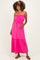 Hot Pink Strapless Cinched Waist Tie Maternity Maxi Dress