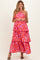 Red Floral Flowy Tiered Maternity Maxi Dress