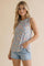 Ivory Floral Ribbed Crewneck Tank