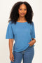 Blue Relaxed Fit Short Sleeve Top