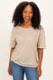 Light Olive Relaxed Fit Short Sleeve Top