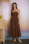 Brown Smocked Thin Strap Midi Dress