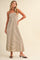 Cream Brown Striped Strapless A-Line Maxi Dress