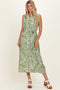 Sage Printed Sleeveless Maxi Shirt Dress
