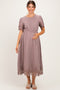 Mauve Lace Scallop Hem Maternity Midi Dress