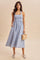Blue Striped Smocked Halter Midi Dress