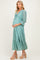 Blue Floral Lace 3/4 Ruffle Sleeve V-Neck Maternity Maxi Dress