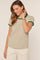 Green Striped Ribbed Knit T-Shirt