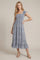 Blue Grey Printed Smocked Midi Dress