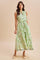 Fern Floral Button Up Tie Waist Midi Dress