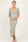 Cream/ Olive Striped Knit Short Sleeve Maternity Maxi Dress