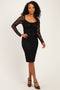 Black Lace Long Sleeve Midi Dress