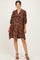 Brown Paisley Puff Sleeve Maternity Dress