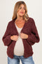 Burgundy Chunky Knit Bubble Sleeve Maternity Cardigan