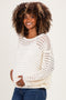 Ivory Open Knit Striped Maternity Sweater Top