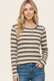Cream Brown Striped Long Sleeve Top