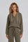 Olive V-Neck Long Sleeve Drawstring Hoodie
