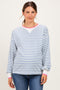 Denim Blue Relaxed Fit Striped Maternity Pullover