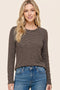 Brown Basic Striped Long Sleeve Top