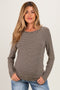 Olive Basic Striped Long Sleeve Maternity Top