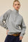 Grey Half Zip Mock Neck Sweater