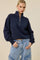 Navy Half Zip Mock Neck Sweater