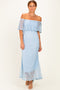 Light Blue Off Shoulder Lace Maxi Dress