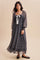Black Dot Smocked Ribbon Tie Ruffle Maxi Dress