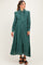 Emerald Teal Pleated Front Button Down Maternity Maxi Dress