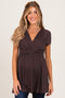 PinkBlush Brown Draped Front Maternity Nursing Top